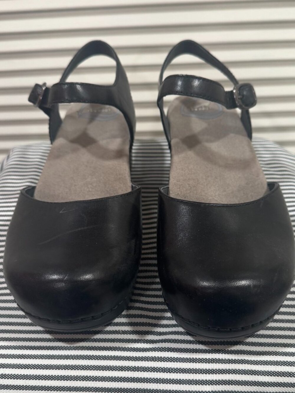 Dansko Sam Black Leather Mary Jane Clogs – Size 40